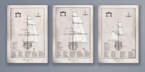 HMS Victory 1805 by Tony Fernandes - set of 3 rigging prints